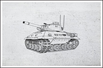 Steel Beast on Tracks,
Modern Battle Tank Illustration,
War Machine in Ink,
Armored Power Unleashed,