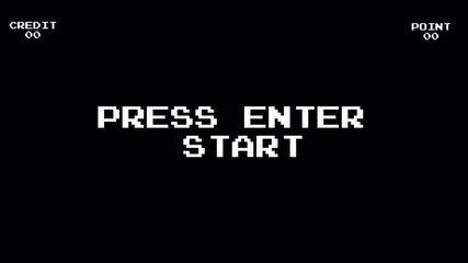 Black arcade game title screen with press start, zero credits, and points. Perfect for retro gaming themes, websites, and social media posts. - Powered by Adobe