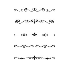 Set of Vintage decorative lines. text dividers. Line border. Lines separators, Borders, Vintage dividers, Underline elements. Gold line border. Vector illustration .Line dividers.	