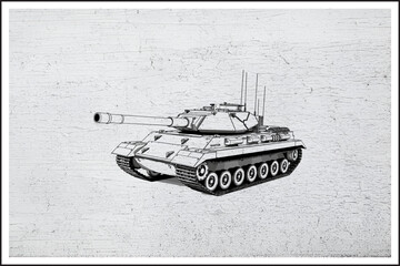 Steel Beast on Tracks,
Modern Battle Tank Illustration,
War Machine in Ink,
Armored Power Unleashed,