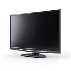 A modern flat-screen television set, with a sleek design and a dark display 