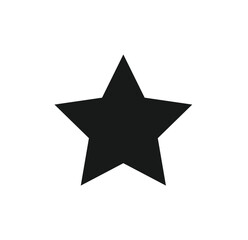 Obraz premium Simple black star graphic icon, isolated on white background.