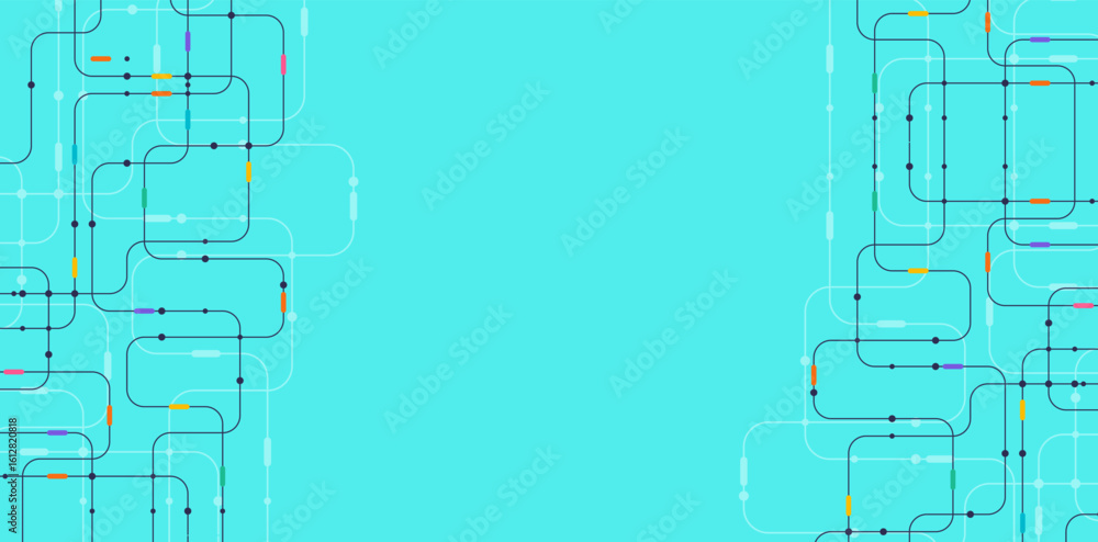 Poster circuit connect lines and dots. network technology and connection concept. decentralized network nod