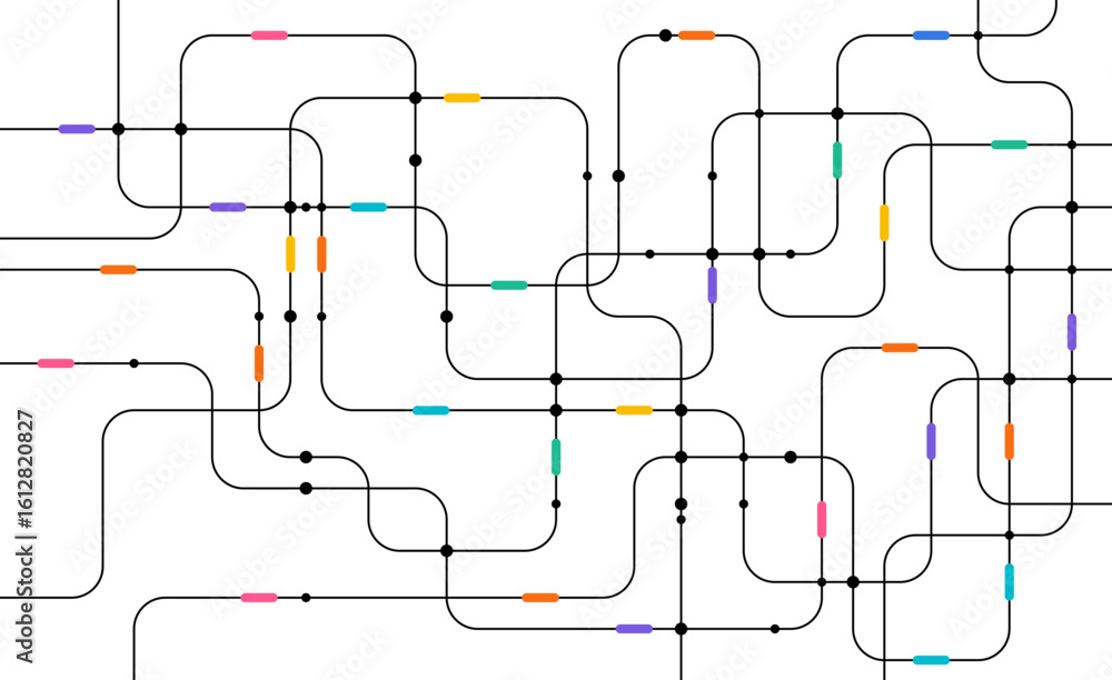 Poster circuit connect lines and dots. network technology and connection concept. decentralized network nod