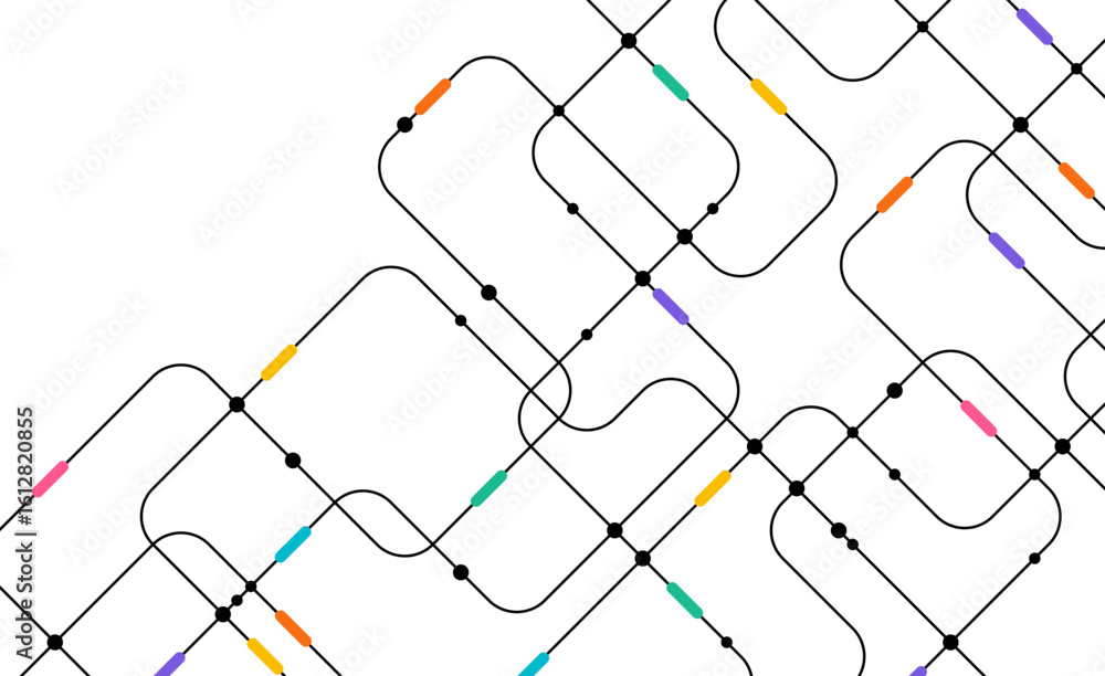 Poster circuit connect lines and dots. network technology and connection concept. decentralized network nod
