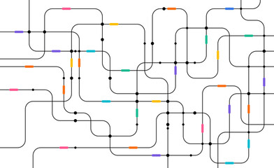 Circuit connect lines and dots. Network technology and Connection concept. Decentralized network nodes connections