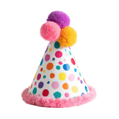 Party hat with pom poms on top