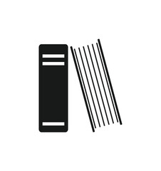 Simple black and white graphic of two books open, showing pages.