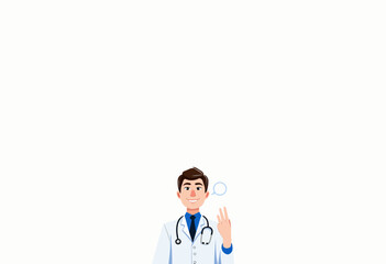 Fototapeta premium Male doctor gesturing with hand while wearing a white coat 