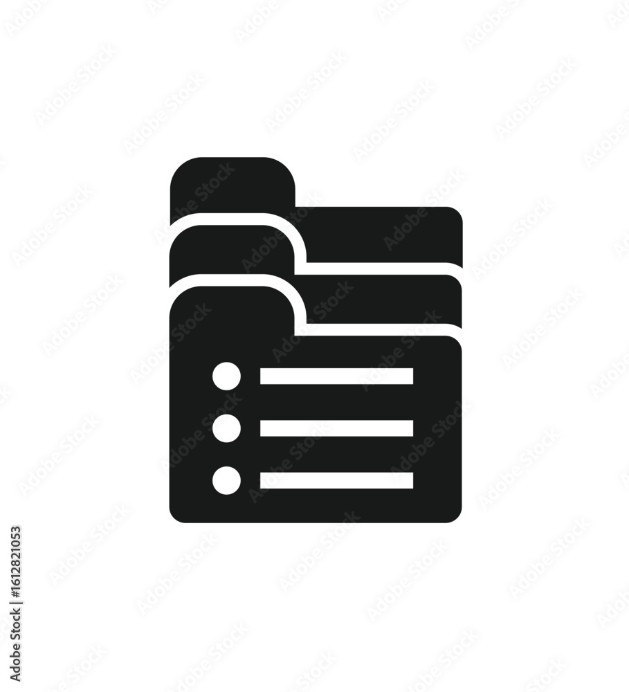 Poster stacked folders icon representing organized digital files and documents.