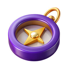 Stylized purple compass with golden star needle