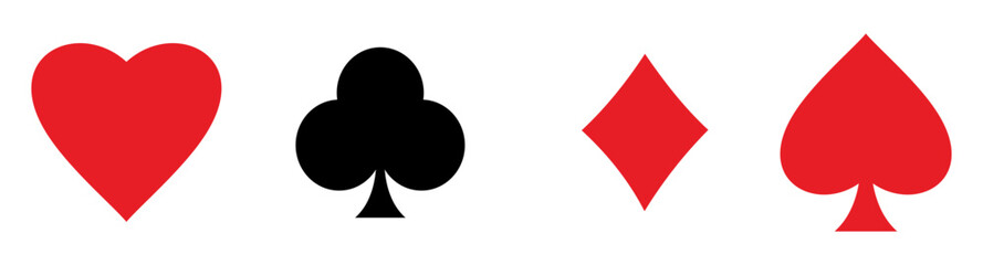 Suit deck of playing cards on white background. 