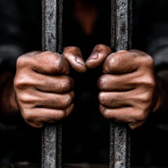 Hands grasping bars representing the feeling of imprisonment, captivity, and confinement