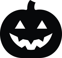 Black Halloween Jack O Lantern Pumpkin Silhouette Icon  Spooky Holiday Symbol