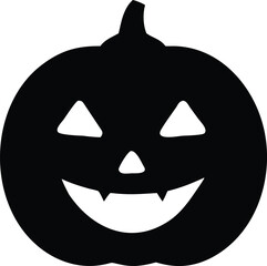 Black Halloween Pumpkin Jack O Lantern Icon Spooky Scary Vector Image Design