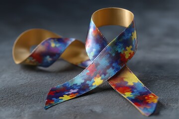 Colorful autism awareness ribbon symbolizing support and understanding for individuals on the spectrum