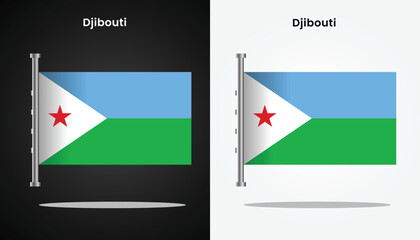 Beautiful and cool vector design image of Djibouti Flag Design and their country names with black and white background for design purposes
