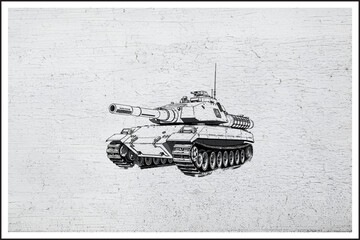 Steel Beast on Tracks,
Modern Battle Tank Illustration,
War Machine in Ink,
Armored Power Unleashed,