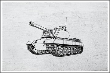 Steel Beast on Tracks,
Modern Battle Tank Illustration,
War Machine in Ink,
Armored Power Unleashed,