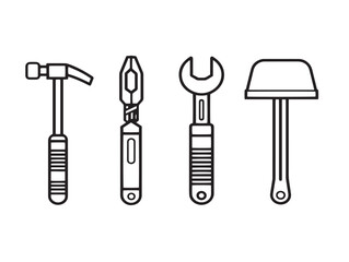 Precision tools icon illustrations in line vector style