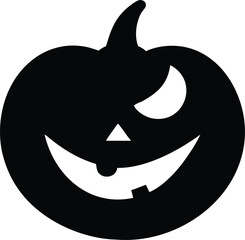 Halloween Pumpkin Jack O Lantern Silhouette Spooky Face Icon Clip Art Vector