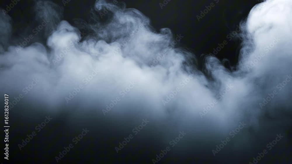 Poster soft wisps of white smoke drift against a dark background, creating an ethereal and mysterious atmos