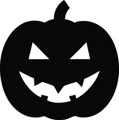 Spooky Black Halloween Pumpkin Jack O Lantern Icon Clipart Silhouette Design