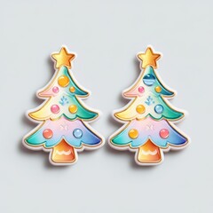 Colorful Christmas tree decorations featuring pastel hues and festive details for holiday celebrations