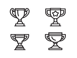 Victory and award trophy icons in modern vector design