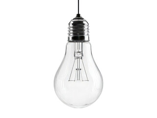 Hanging lightbulb clear glass edison bulb black background, Isolated On White Background, Png Transparent