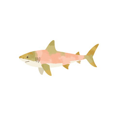 Pastel shark swimming in white space, aquatic serenity