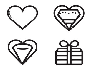 Set of assorted valentine icons in elegant vector style