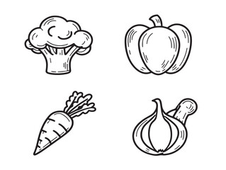 Colorful assorted vegetable icons in clean vector illustration