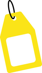 Yellow tag with a black frame and string for pricing or labeling products