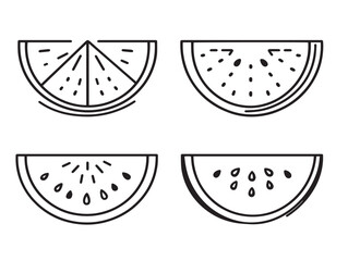 Set of watermelon fruit icons in vibrant vector style