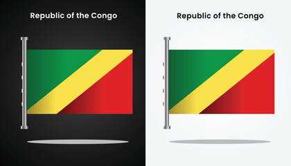 Beautiful and cool vector design image of Republic of the Congo flags and their country names with black and white background for design purposes