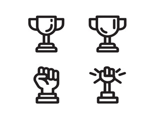 Winner trophy icons in colorful flat vector style