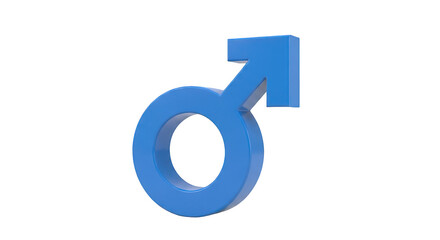 Blue 3d rendered male gender symbol with a metallic texture isolated on transparent background