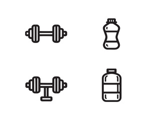 Healthy lifestyle workout symbols in outlined 2D vector art