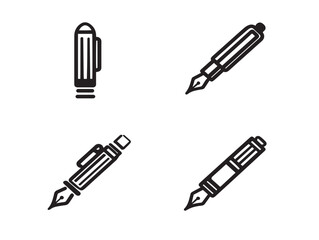 Writing and pen tool icons in elegant vector format