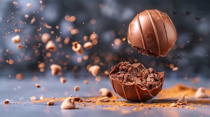 Magical Chocolate Sphere Exploding with Sweet Delights and Textures
