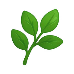 Fototapeta premium 3D icon of a sprig with three green leaves in a simple glossy style. Great for natural products, eco branding, or spring visuals