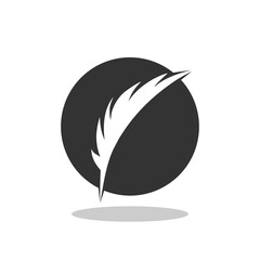 Feather logo, feather pen logo icon with shadow