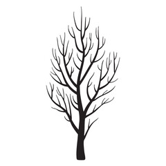 Minimalist black and white illustration of a bare tree with many branches vector