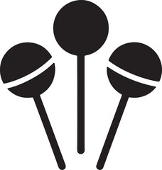 lollipops sticks silhouette, black and white silhouette, vector and illustration
