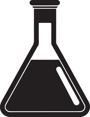 laboratory flask silhouette, black and white silhouette, vector and illustration