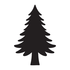 Simple black silhouette of a fir tree on a white background christmas tree pine tree