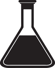 laboratory flask silhouette, black and white silhouette, vector and illustration