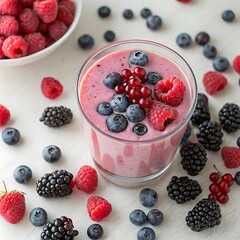 Fresh bowl of yogurt with mixed berries and granola for a healthy breakfast