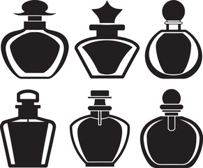 set of perfume silhouette, black and white silhouette, vector and illustration